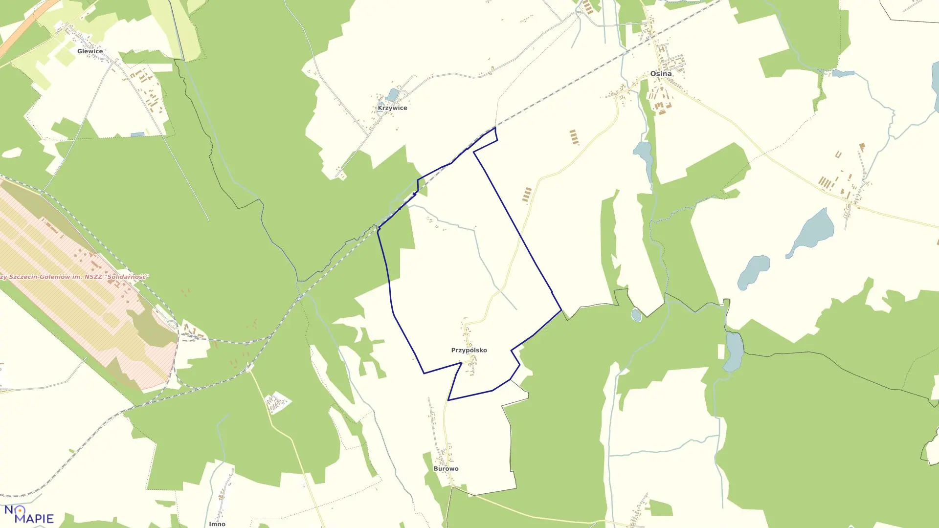 Mapa obrębu Przypólsko w gminie Osina